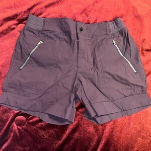 Purple High-Waisted Shorts with Zipper Pockets